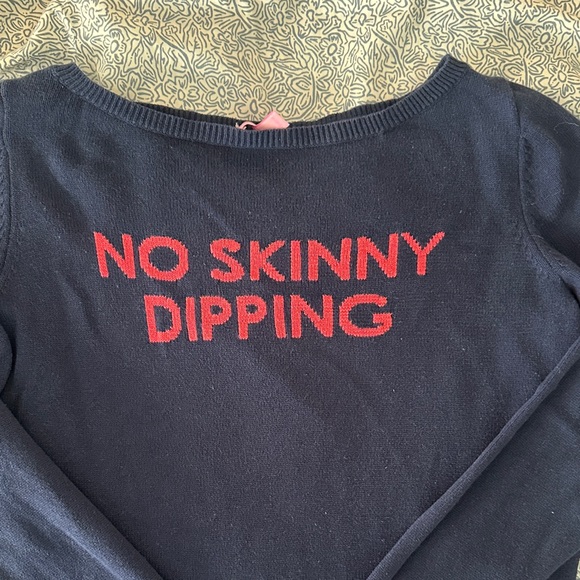 Lilly Pulitzer Navy Sweater “ No Skinny Dipping…. Alone” - Picture 3 of 6